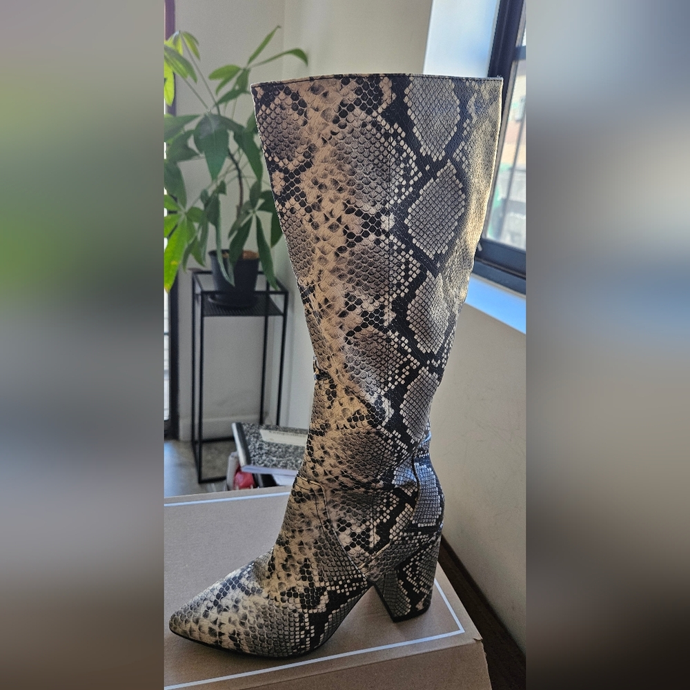 Time and Tru - Snake Print Boots in Black and White